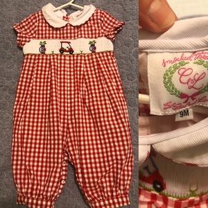 Cecile and Lou smocked romper